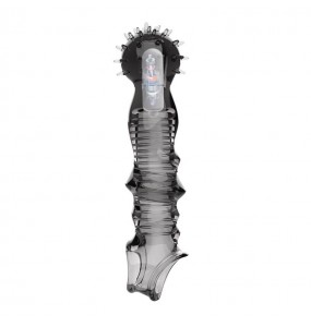PLEASE ME - Tiger Dragon Vibrating Penis Sleeve (Transparent Black)